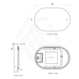 900x600mm Oval LED Mirror Touch Sensor Switch 3 Colours Lighting Acrylic Backlit Horizontal Dimension