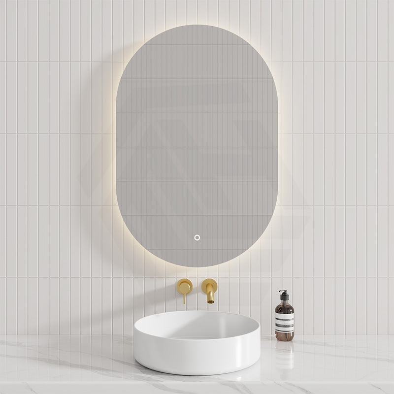 450/500/600/700/750/900/1200mm Oval LED Mirror Touch Sensor Switch 3 Colours Lighting Acrylic Backlit