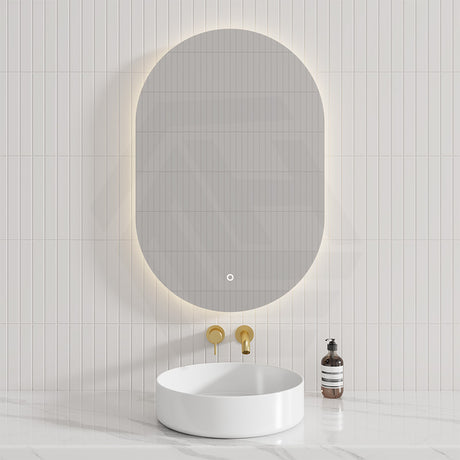 450/500/600/700/750/900/1200mm Oval LED Mirror Touch Sensor Switch 3 Colours Lighting Acrylic Backlit