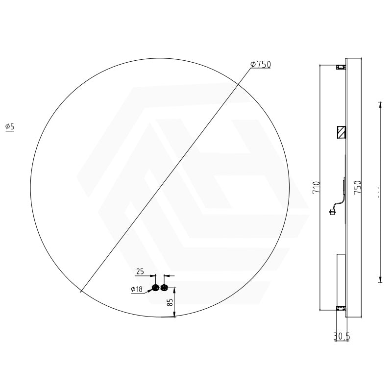 500/600750/800/900mm Round LED Mirror Auto Sensor 3 Colours Lighting Backlit