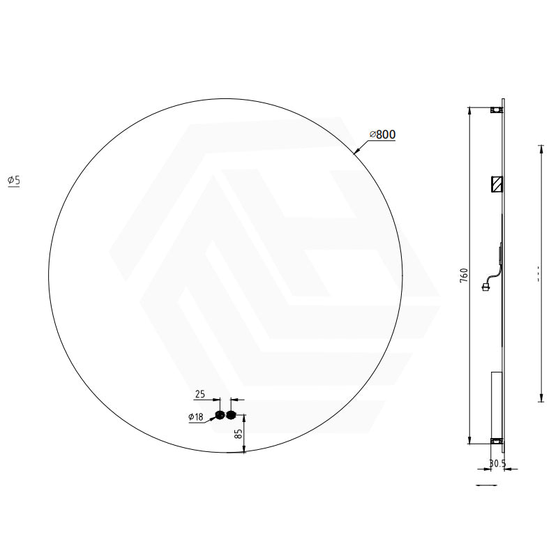 500/600750/800/900mm Round LED Mirror Auto Sensor 3 Colours Lighting Backlit