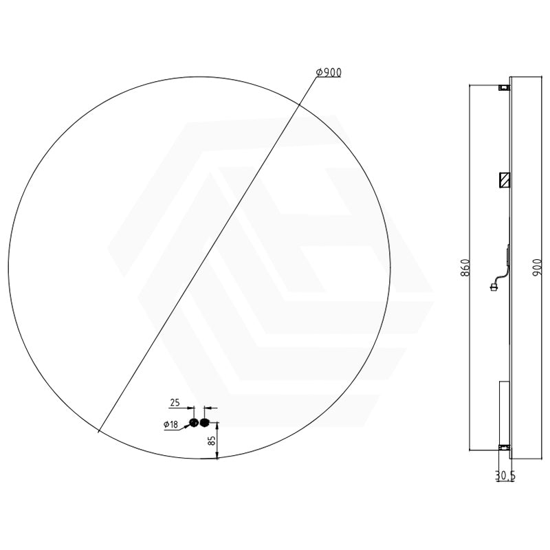 500/600750/800/900mm Round LED Mirror Auto Sensor 3 Colours Lighting Backlit
