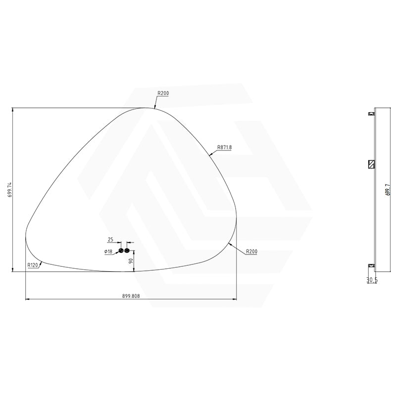 900x700mm Irregular Oval LED Mirror Auto Sensor Switch 3 Colours Lighting Acrylic Backlit