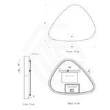 900x700mm Irregular Oval LED Mirror Touch Sensor Switch 3 Colours Lighting Acrylic Backlit Dimension