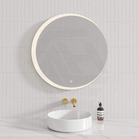 800mm Round LED Mirror Crescent Rim Touch Sensor Switch 3 Colours Lighting Acrylic Frontlit