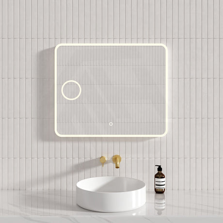 900x750mm Rectangle LED Mirror With Magnifier, Touch Sensor Switch 3 Colours Lighting Acrylic Frontlit