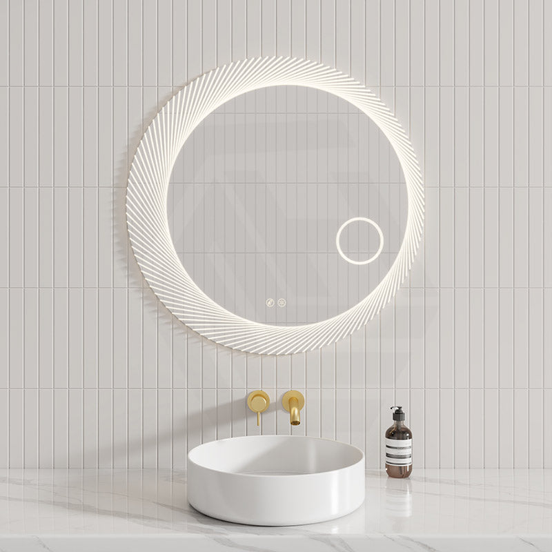 800mm Round LED Mirror with 3x Magnifier Auto Sensor Switch 3 Colours Lighting Acrylic Frontlit