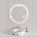 800mm Round LED Mirror with 3x Magnifier Auto Sensor Switch 3 Colours Lighting Acrylic Frontlit
