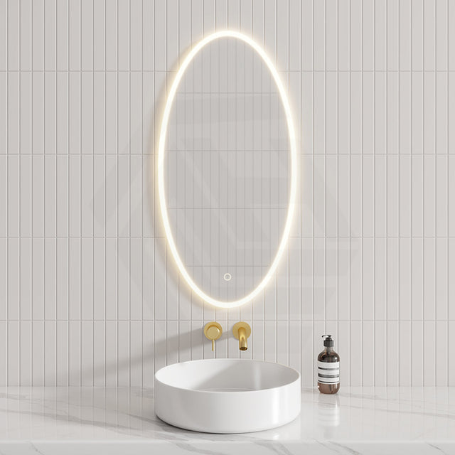 450x900mm Oval LED Mirror Touch Sensor Switch 3 Colours Lighting Acrylic Frontlit