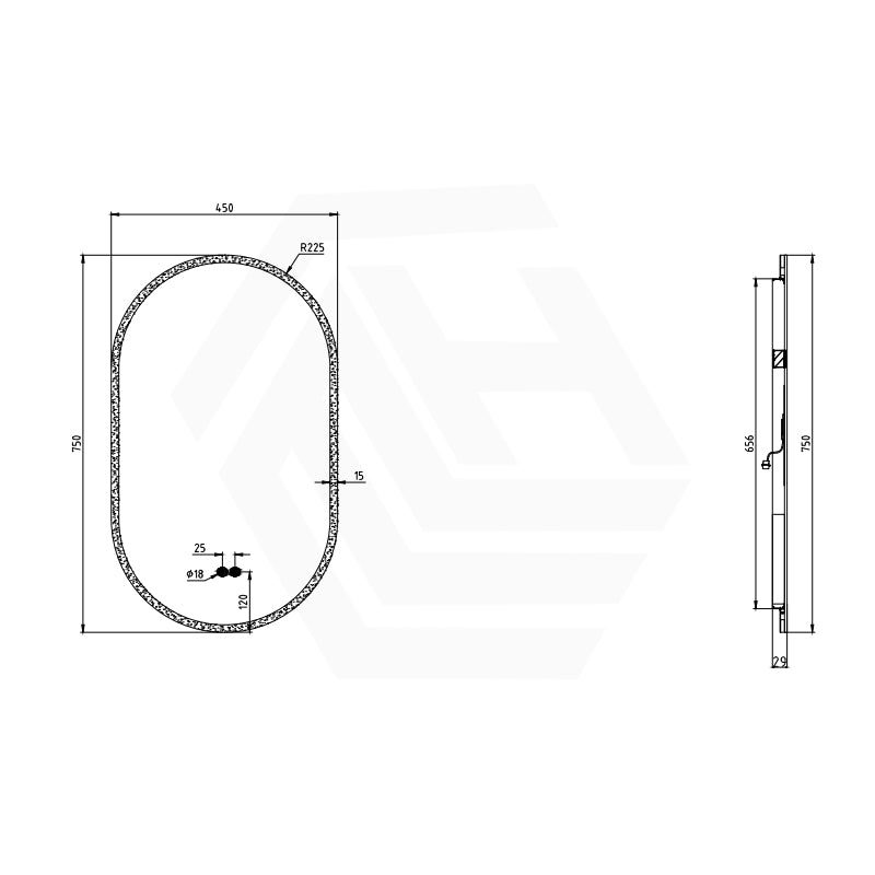 450/500/600/900mm Oval LED Mirror Auto Sensor Switch 3 Colours Lighting Acrylic Frontlit