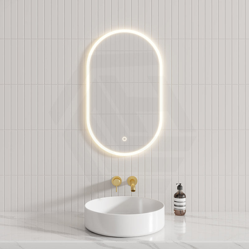 450x750mm Oval LED Mirror Touch Sensor Switch 3 Colours Lighting Acrylic Frontlit