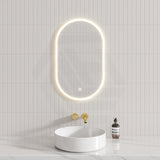 450x750mm Oval LED Mirror Touch Sensor Switch 3 Colours Lighting Acrylic Frontlit