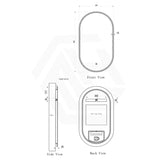 500x900mm Oval LED Mirror Touch Sensor Switch 3 Colours Lighting Acrylic Frontlit
