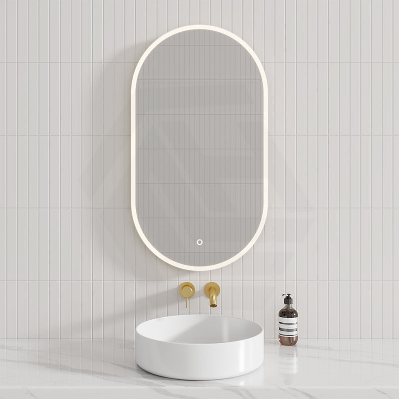 450/500/600/700/750/900/1200mm Oval LED Mirror Touch Sensor Switch 3 Colours Lighting Acrylic Frontlit