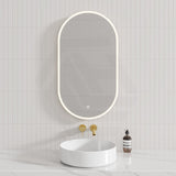 450/500/600/700/750/900/1200mm Oval LED Mirror Touch Sensor Switch 3 Colours Lighting Acrylic Frontlit