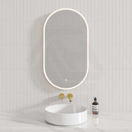 450/500/600/700/750/900/1200mm Oval LED Mirror Touch Sensor Switch 3 Colours Lighting Acrylic Frontlit