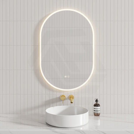 450/500/600/900mm Oval LED Mirror Auto Sensor Switch 3 Colours Lighting Acrylic Frontlit