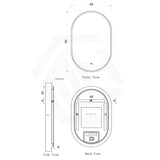 600x900mm Oval LED Mirror Touch Sensor Switch 3 Colours Lighting Acrylic Frontlit Vertical