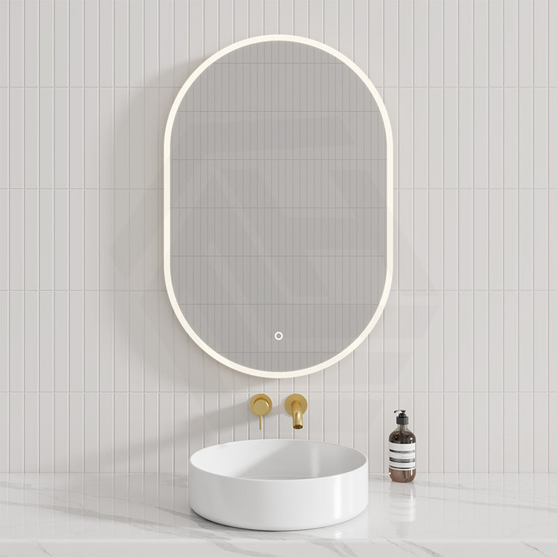 450/500/600/700/750/900/1200mm Oval LED Mirror Touch Sensor Switch 3 Colours Lighting Acrylic Frontlit