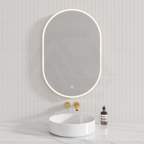 450/500/600/700/750/900/1200mm Oval LED Mirror Touch Sensor Switch 3 Colours Lighting Acrylic Frontlit