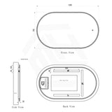 1200x700mm Oval LED Mirror Touch Sensor Switch 3 Colours Lighting Acrylic Frontlit Horizontal