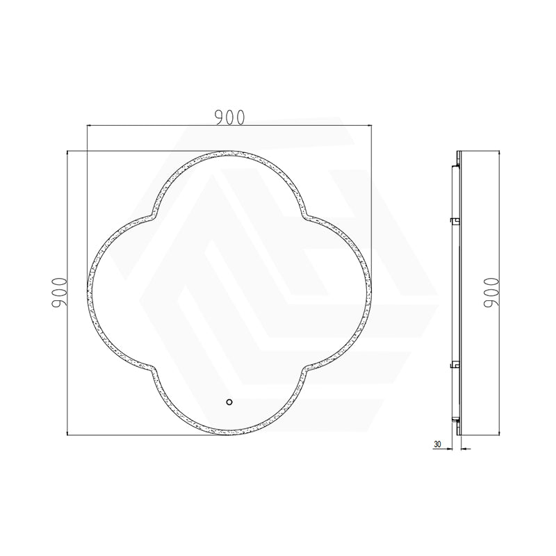 900x900mm Quadrifoil LED Mirror Touch Sensor Frontlit 3 Colours Lighting