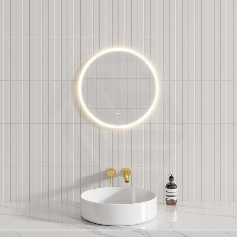 500/600/700/750/800/900/1200mm Round LED Mirror Touch Sensor Switch 3 Colours Lighting Acrylic Frontlit