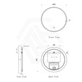600mm Round LED Mirror Touch Sensor Switch 3 Colours Lighting Acrylic Frontlit