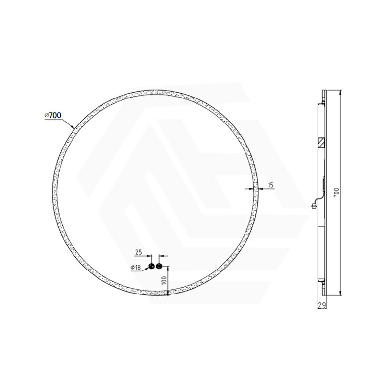 600/700/800/900mm Round LED Mirror Auto Sensor Switch 3 Colours Lighting Acrylic Frontlit