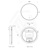 700mm Round LED Mirror Touch Sensor Switch 3 Colours Lighting Acrylic Frontlit