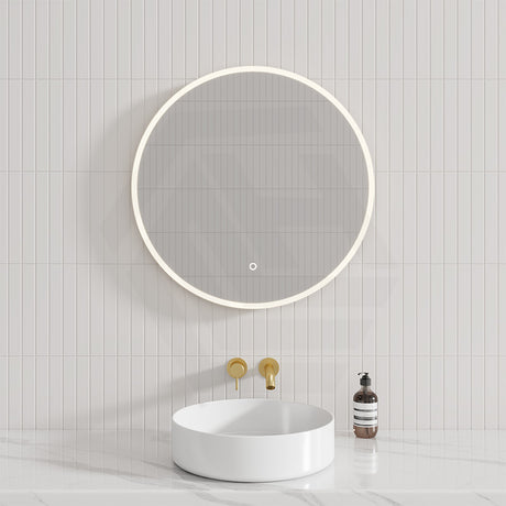 500/600/700/750/800/900/1200mm Round LED Mirror Touch Sensor Switch 3 Colours Lighting Acrylic Frontlit