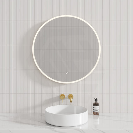 500/600/700/750/800/900/1200mm Round LED Mirror Touch Sensor Switch 3 Colours Lighting Acrylic Frontlit