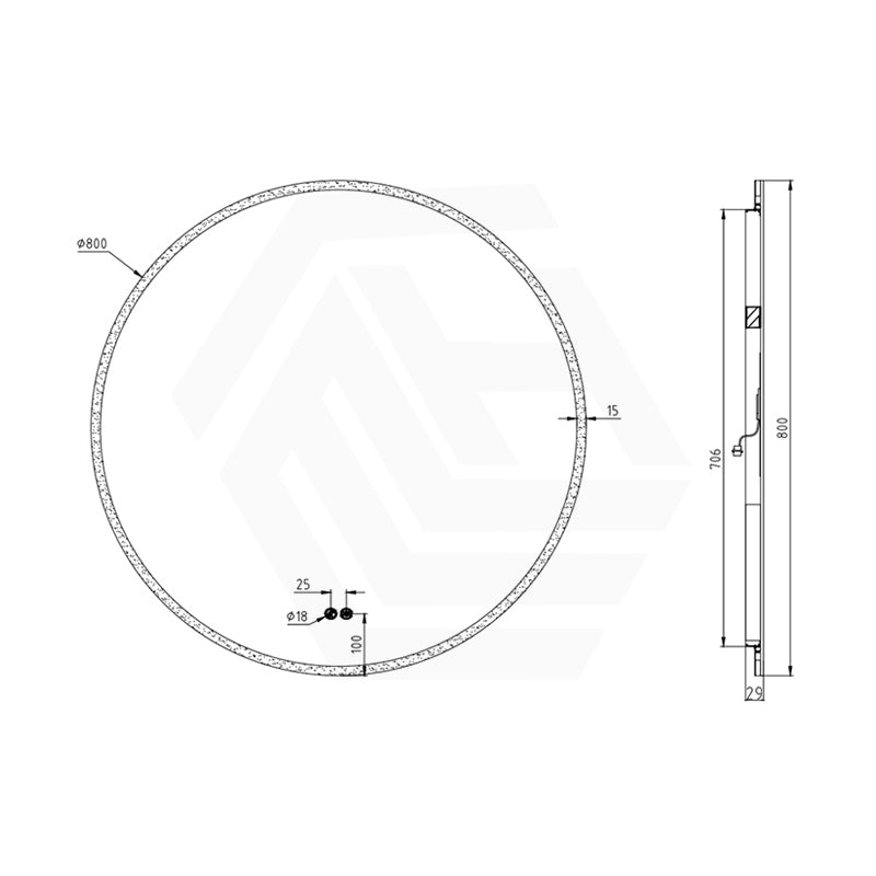 600/700/800/900mm Round LED Mirror Auto Sensor Switch 3 Colours Lighting Acrylic Frontlit