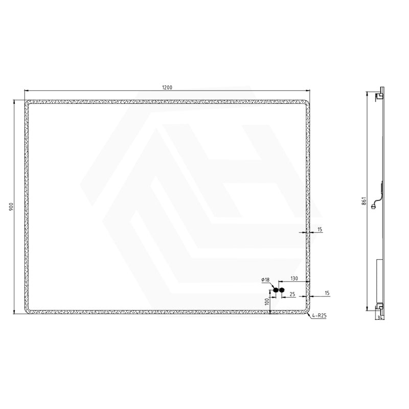 600/750/900/1200/1500mm Rectangle LED Mirror Auto Sensor Switch 3 Colours Lighting Acrylic Frontlit Vertical/Horizontal