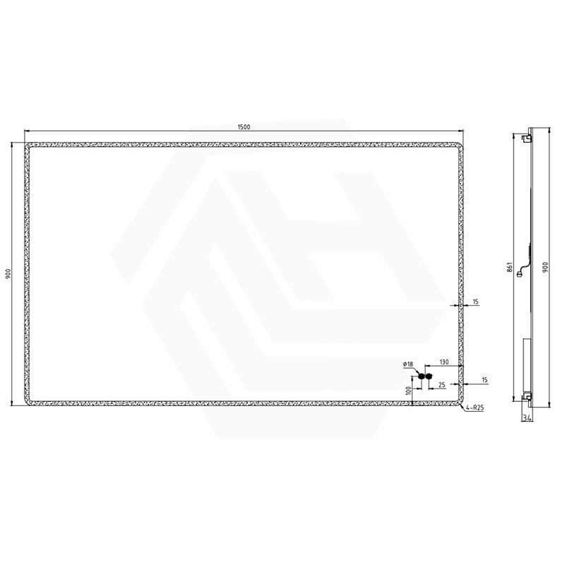 600/750/900/1200/1500mm Rectangle LED Mirror Auto Sensor Switch 3 Colours Lighting Acrylic Frontlit Vertical/Horizontal