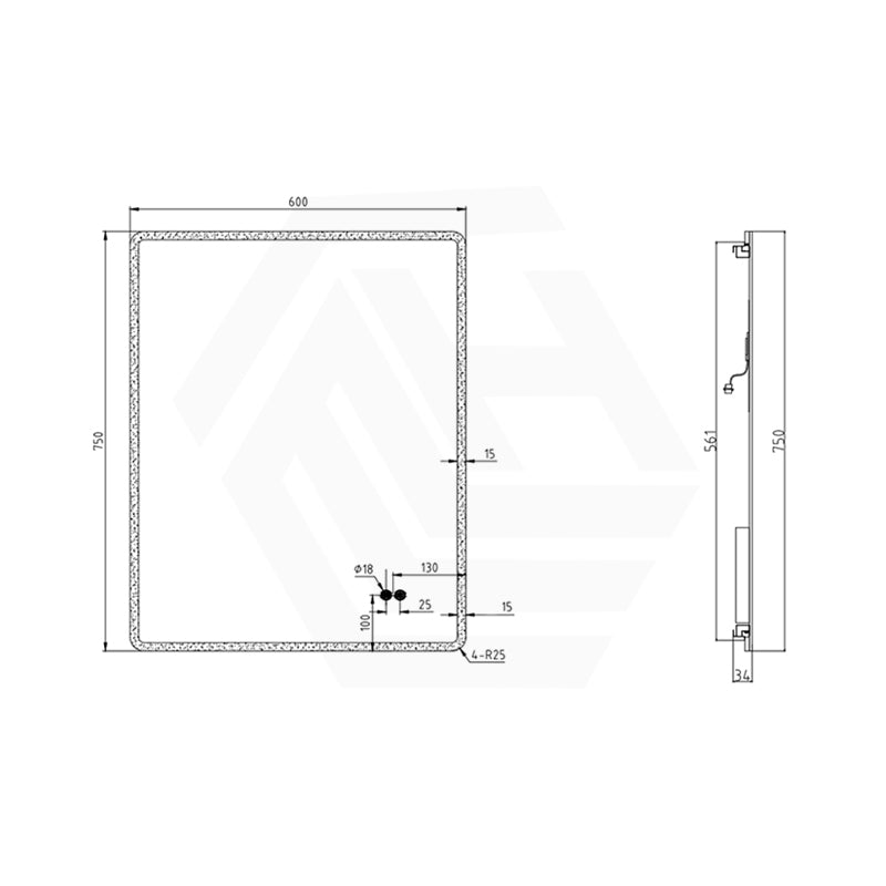 600/750/900/1200/1500mm Rectangle LED Mirror Auto Sensor Switch 3 Colours Lighting Acrylic Frontlit Vertical/Horizontal