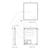 600x750mm Rectangle LED Mirror Touch Sensor Switch 3 Colours Lighting Acrylic Frontlit