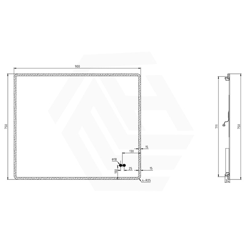 600/750/900/1200/1500mm Rectangle LED Mirror Auto Sensor Switch 3 Colours Lighting Acrylic Frontlit Vertical/Horizontal