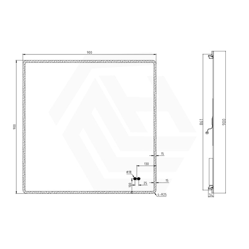 600/750/900/1200/1500mm Rectangle LED Mirror Auto Sensor Switch 3 Colours Lighting Acrylic Frontlit Vertical/Horizontal