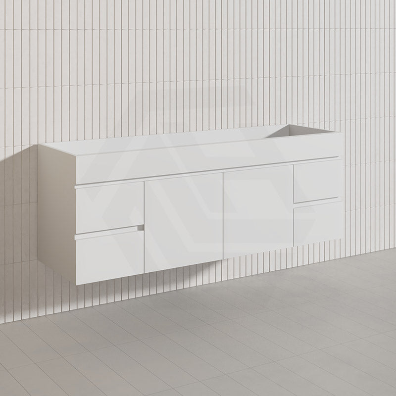 1500mm Bathroom Premium PVC Single/Double Bowls Floating Vanity Wall Hung White Cabinet