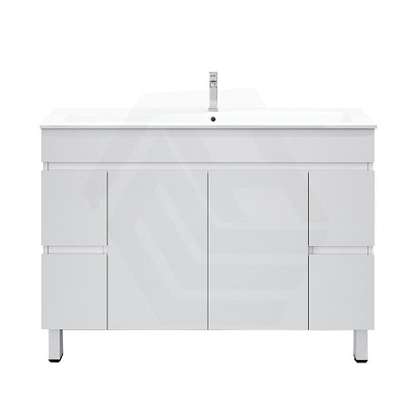 1200mm Premium MDF Gloss White Freestanding Bathroom Vanity Single/Double Bowls Available