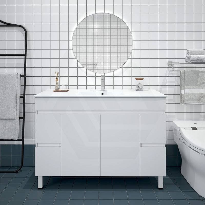 1200mm Premium MDF Gloss White Freestanding Bathroom Vanity Single/Double Bowls Available