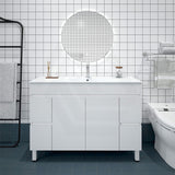 1200mm Premium MDF Gloss White Freestanding Bathroom Vanity Single/Double Bowls Available