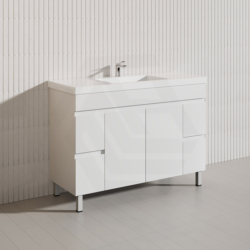 Macho 1200mm Premium MDF Gloss White Freestanding Bathroom Vanity Single/Double Bowls Available