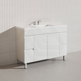 Macho 1200mm Premium MDF Gloss White Freestanding Bathroom Vanity Single/Double Bowls Available
