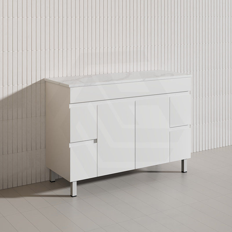 Macho 1200mm Premium MDF Gloss White Freestanding Bathroom Vanity Single/Double Bowls Available