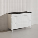 Macho 1200mm Premium MDF Gloss White Freestanding Bathroom Vanity Single/Double Bowls Available
