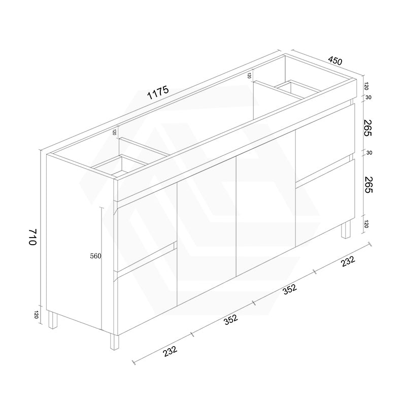 1200mm Premium MDF Gloss White Freestanding Bathroom Vanity Single/Double Bowls Available