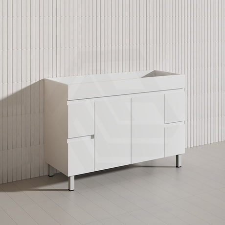 Macho 1200mm Premium MDF Gloss White Freestanding Bathroom Vanity Single/Double Bowls Available