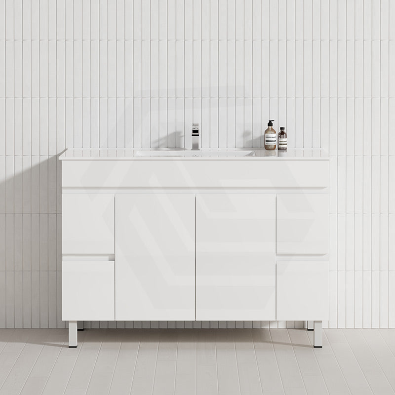 Macho 1200mm Premium MDF Gloss White Freestanding Bathroom Vanity Single/Double Bowls Available